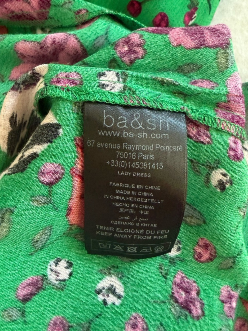 ba&sh Paloma Green Floral Wrap Midi Dress Ruffle High Low Hem Size 3 US 10 - Picture 10 of 16